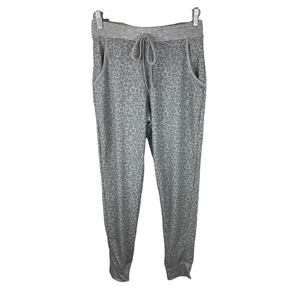 Women’s Gray Leopard Print Joggers with Pockets